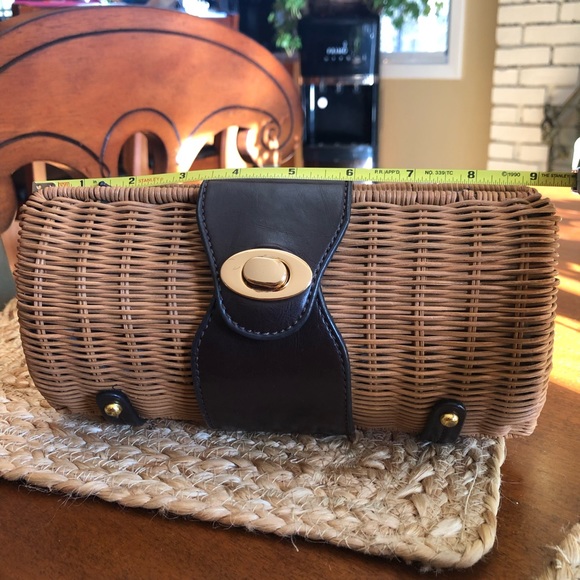 Brown Leather and Straw Clutch/Handbag - Picture 9 of 12